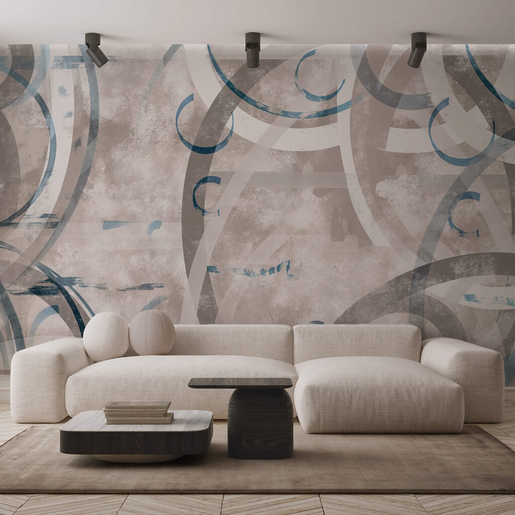 Blue arches over paint — interior 2