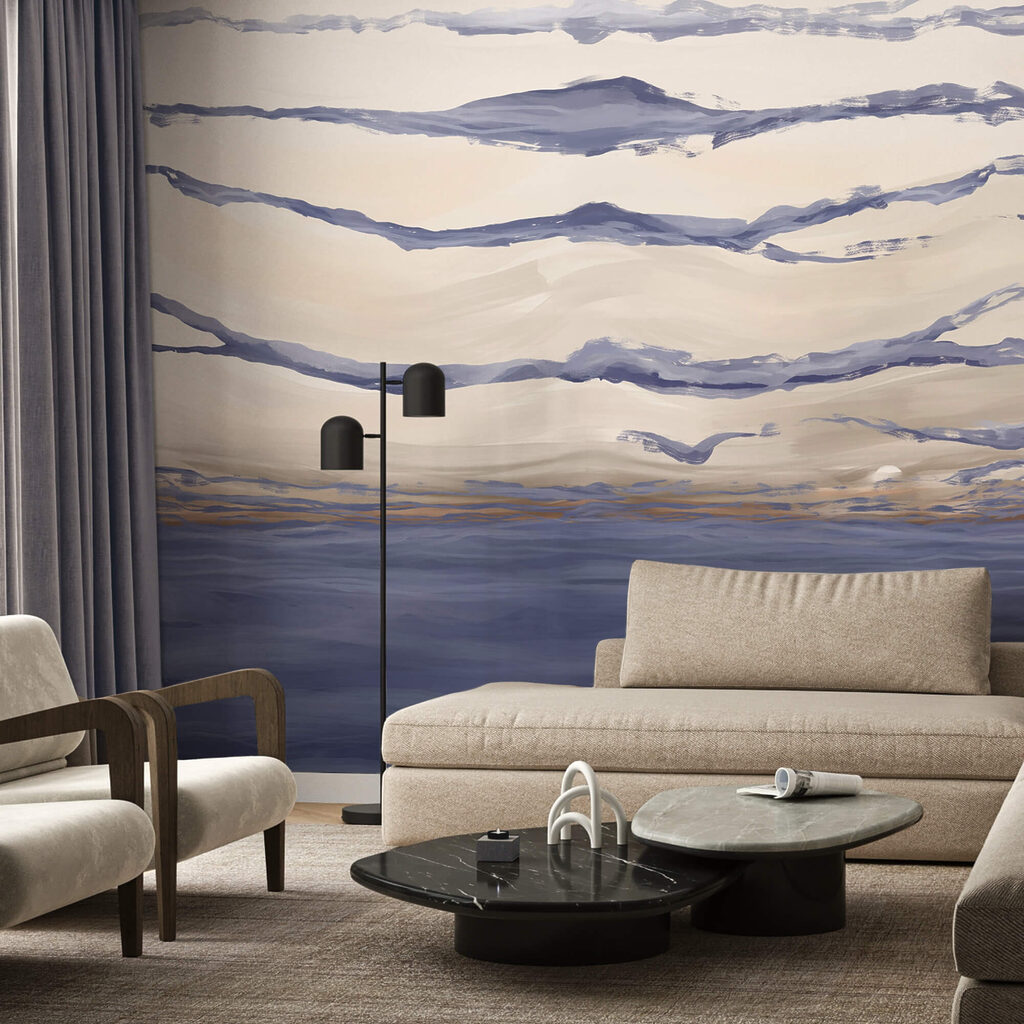 Purple bands above water — interior 1
