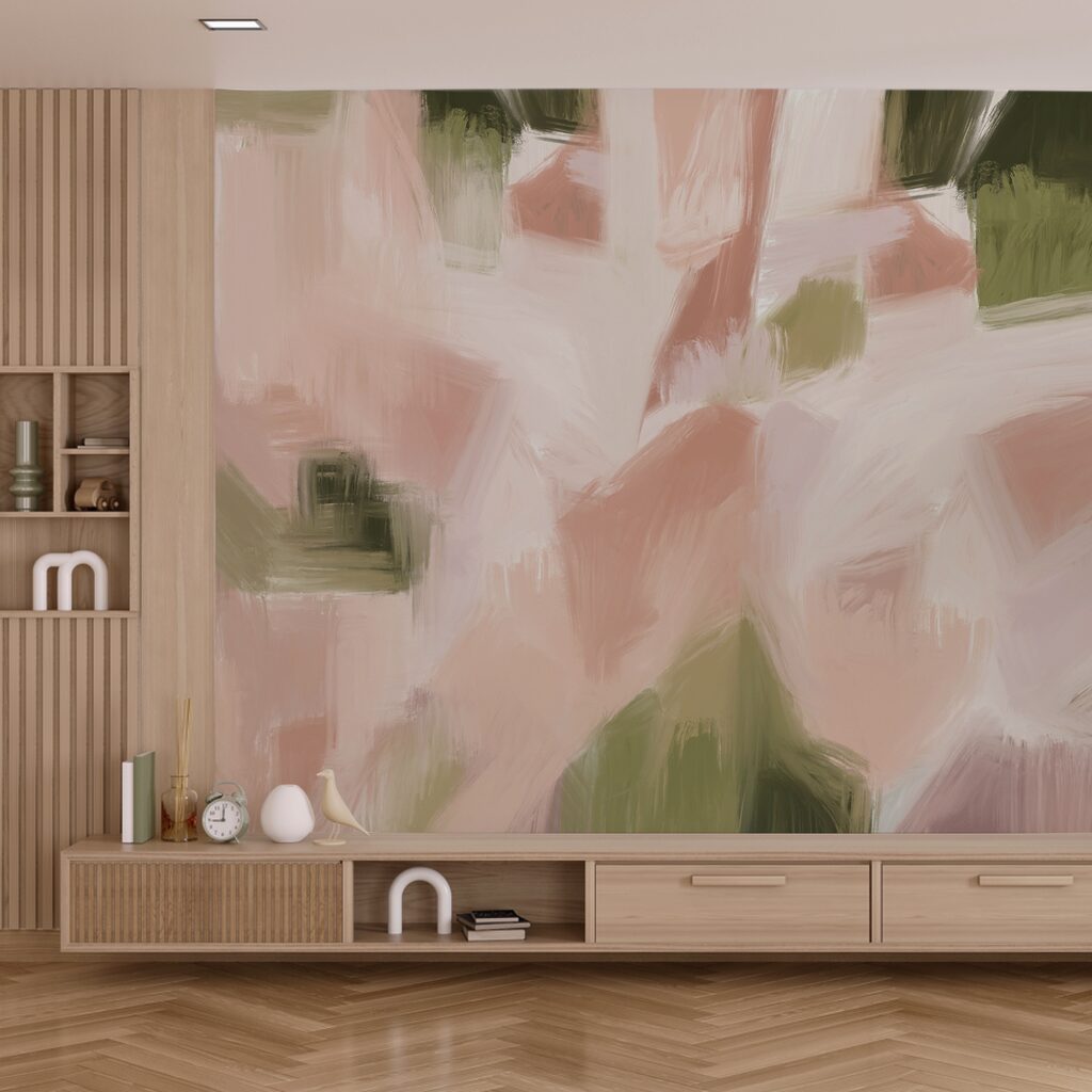 Pink and green brushstrokes — interior 1