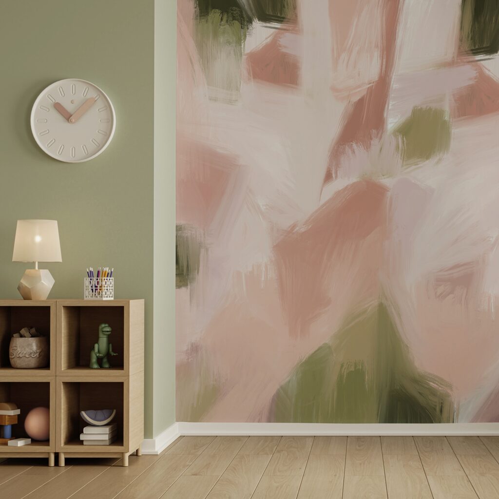 Pink and green brushstrokes — interior 2