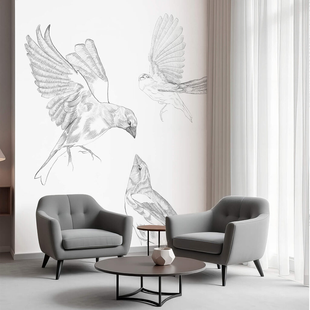 Flying birds in pencil — interior 2