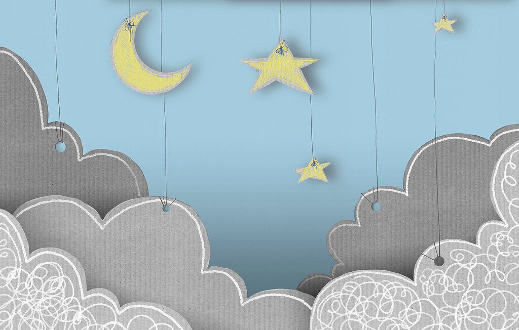 Moon and hanging stars — full design