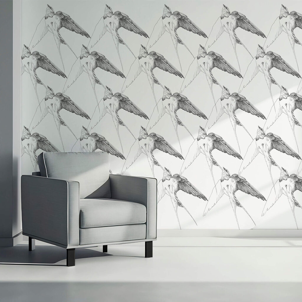 Birds in line drawing — interior 3