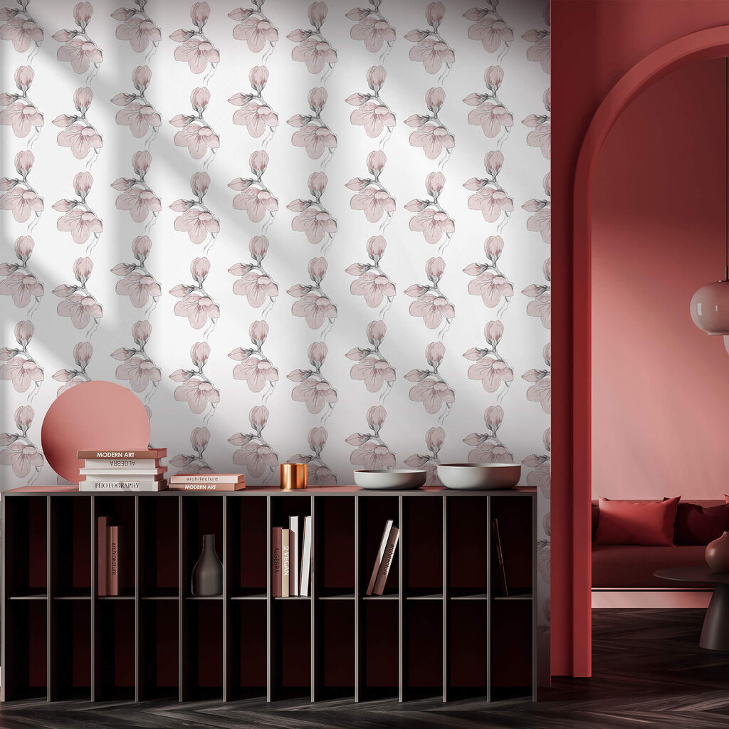 Pink blossoms in rows — interior 2
