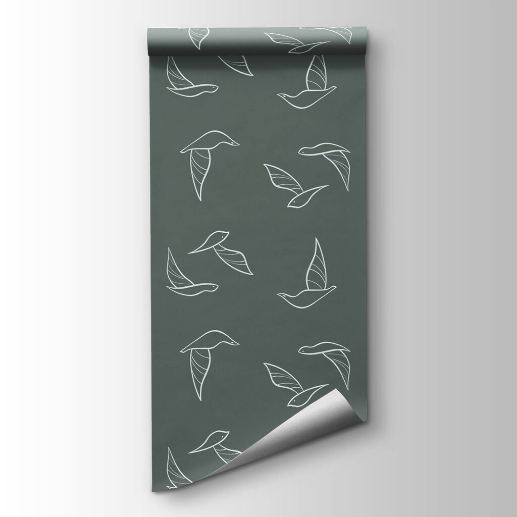 Bird outlines on grey-green — product view