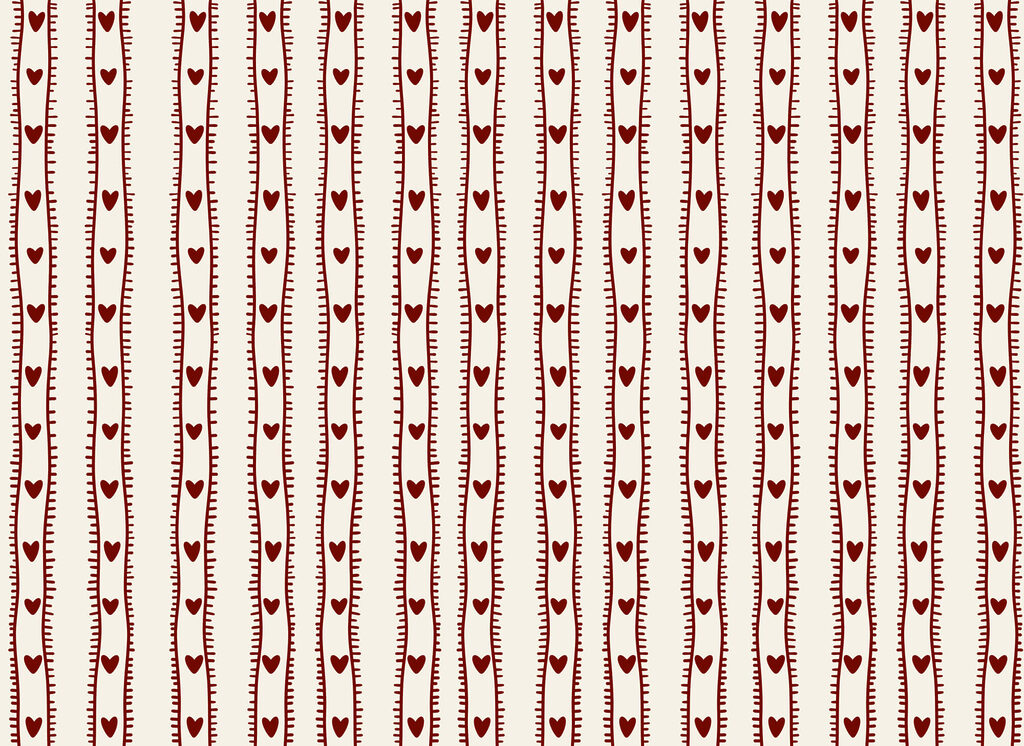 Hearts between fine stripes — full design