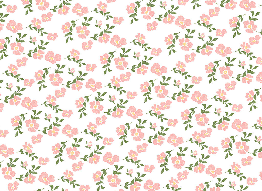 Pink blossom on white — full design