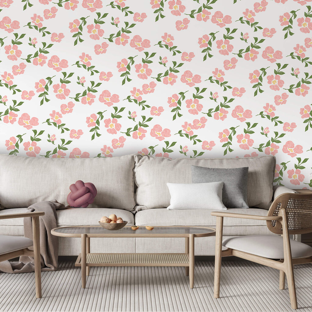 Pink blossom on white — interior 1
