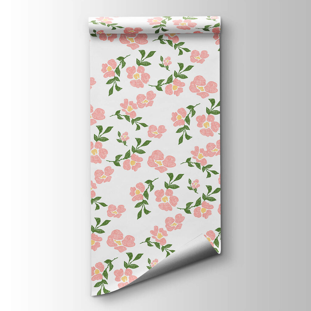 Pink blossom on white — product view