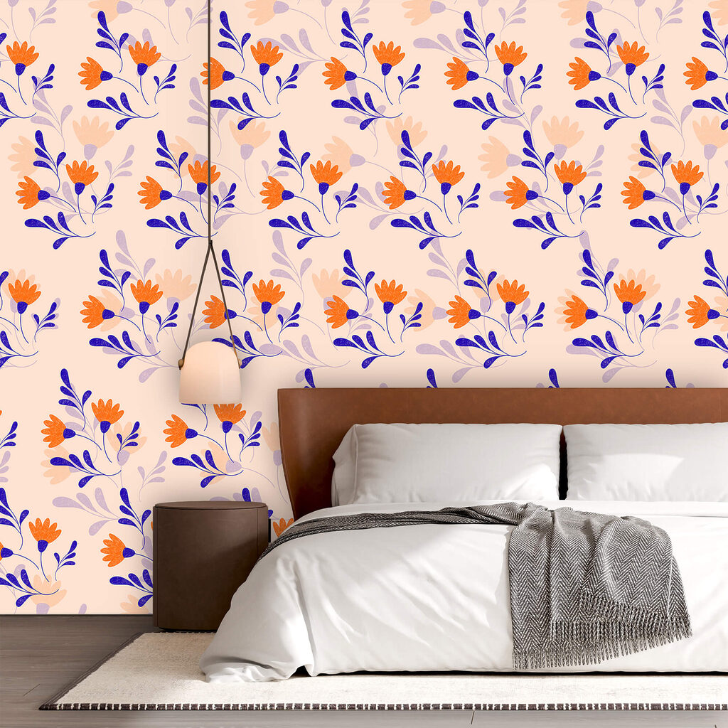 Orange flowers on pink — interior 2