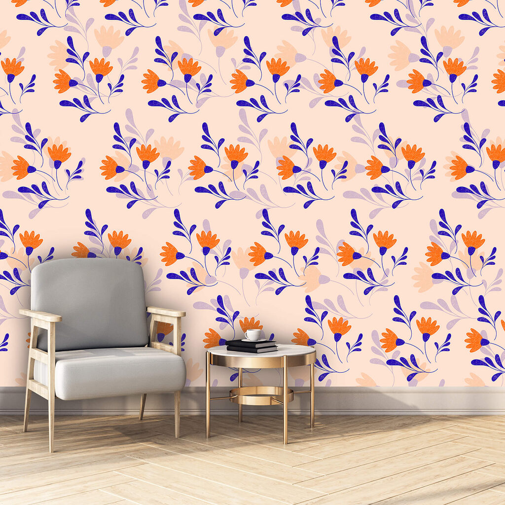 Orange flowers on pink — interior 1
