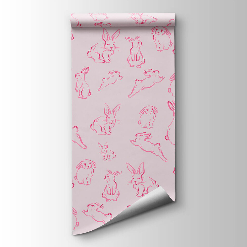 Pink rabbits in lines — product view