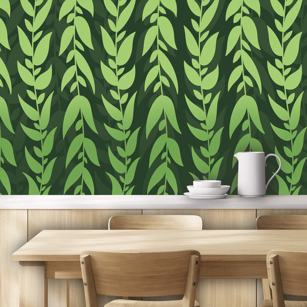 Green leaves follow waves — interior 1