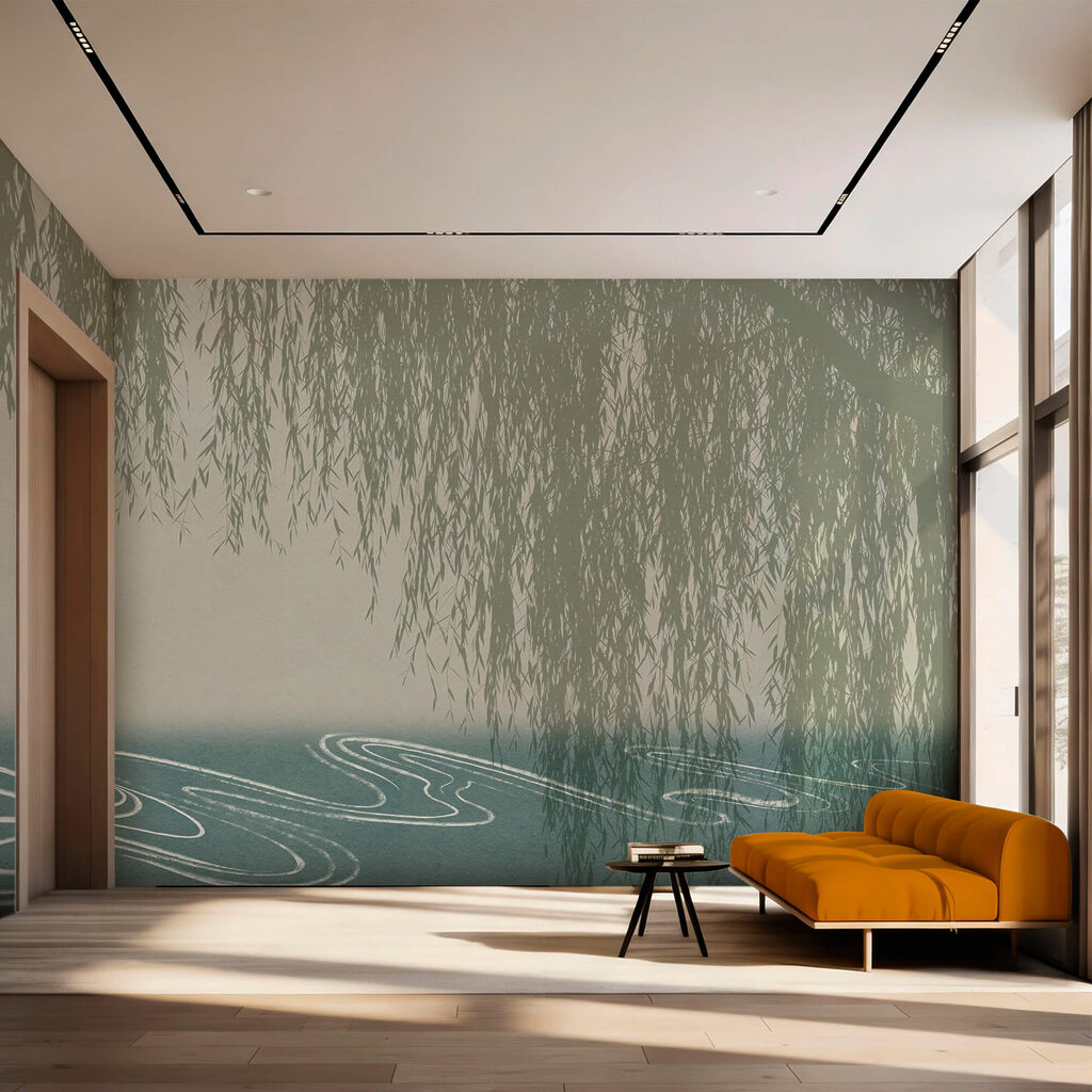 Weeping willows over water — interior 1