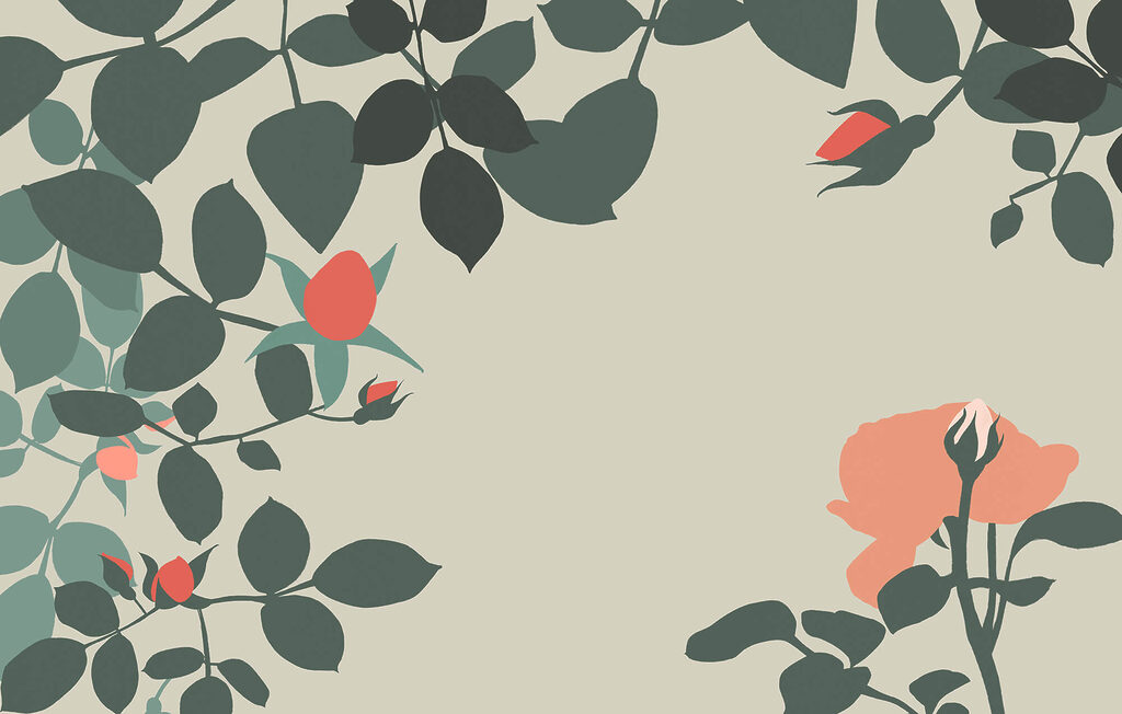 Roses around open space — full design