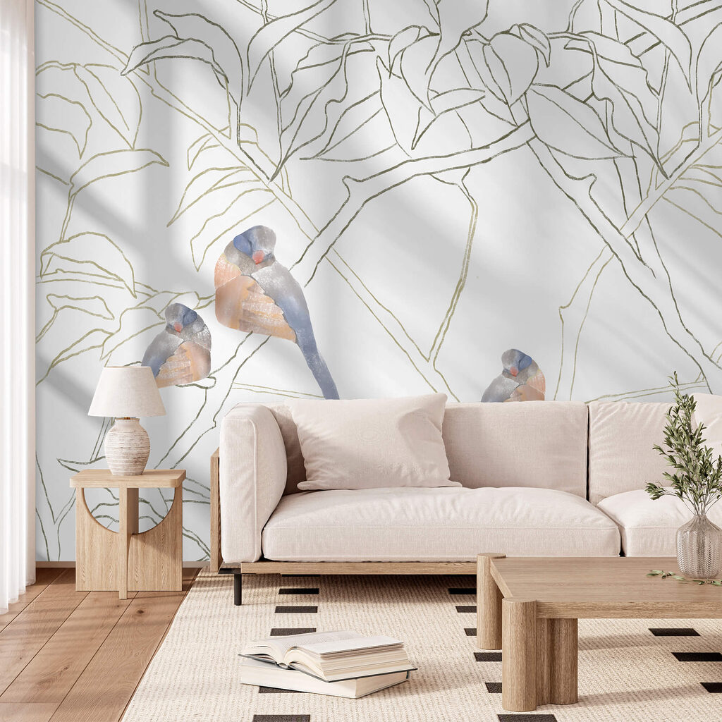 Birds among drawn branches — interior 2