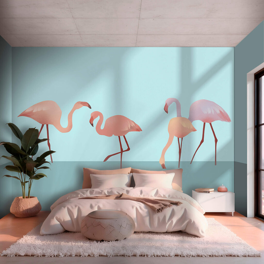 Flamingos on turquoise — interior 1