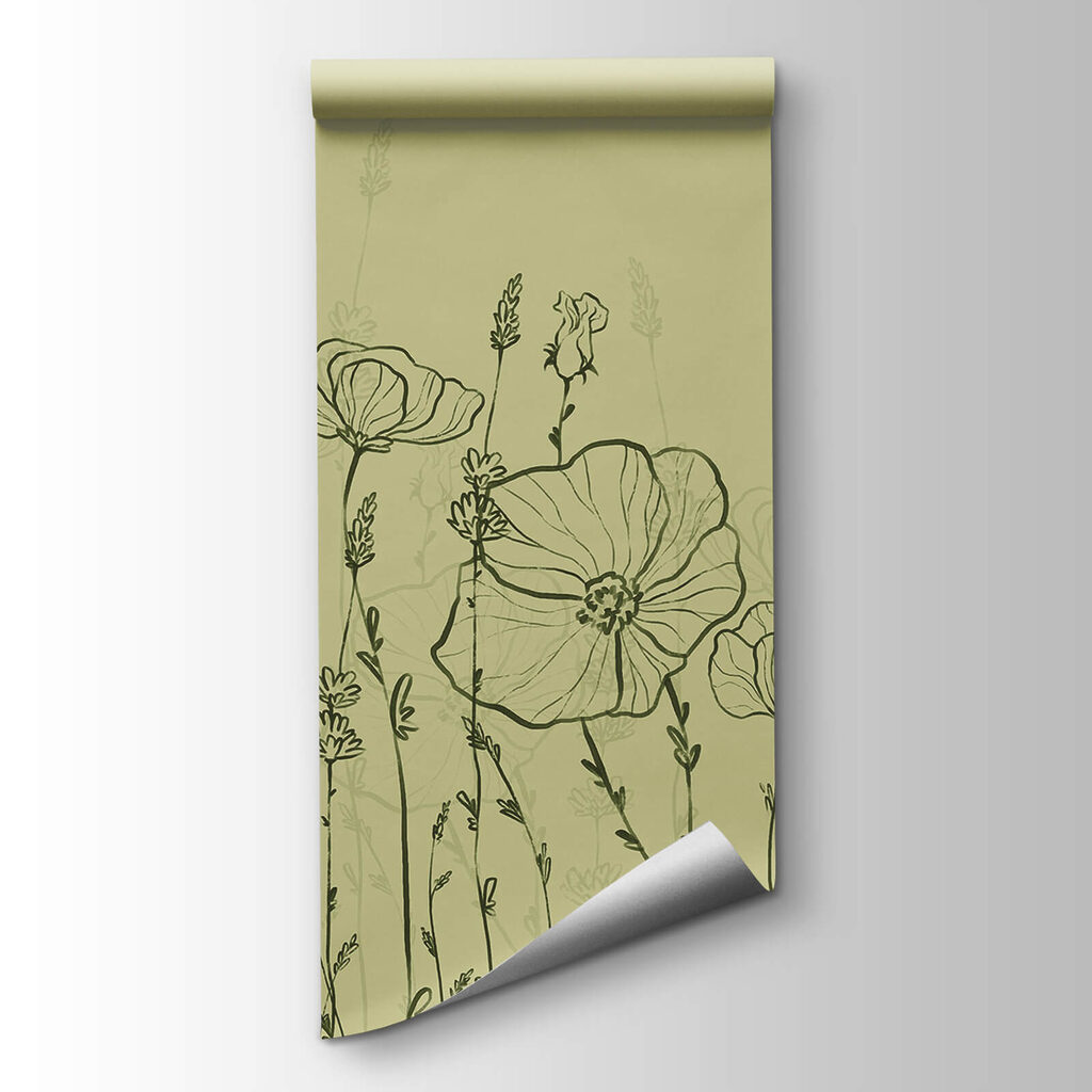 Flower outlines on olive — product view