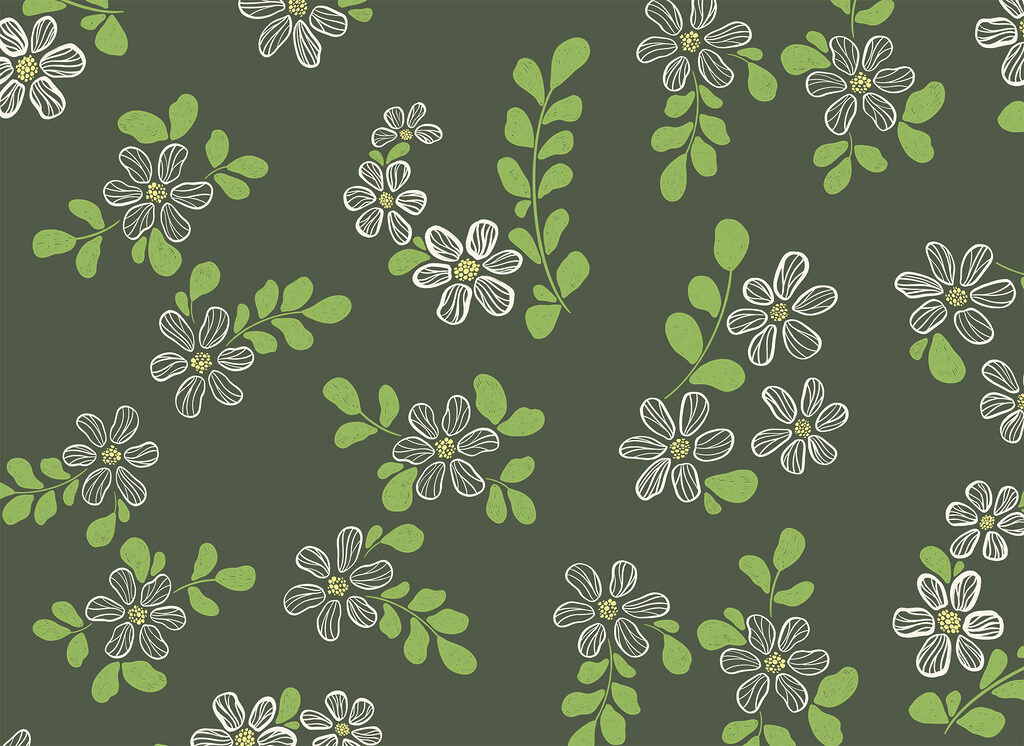 Light flowers among leaves — full design