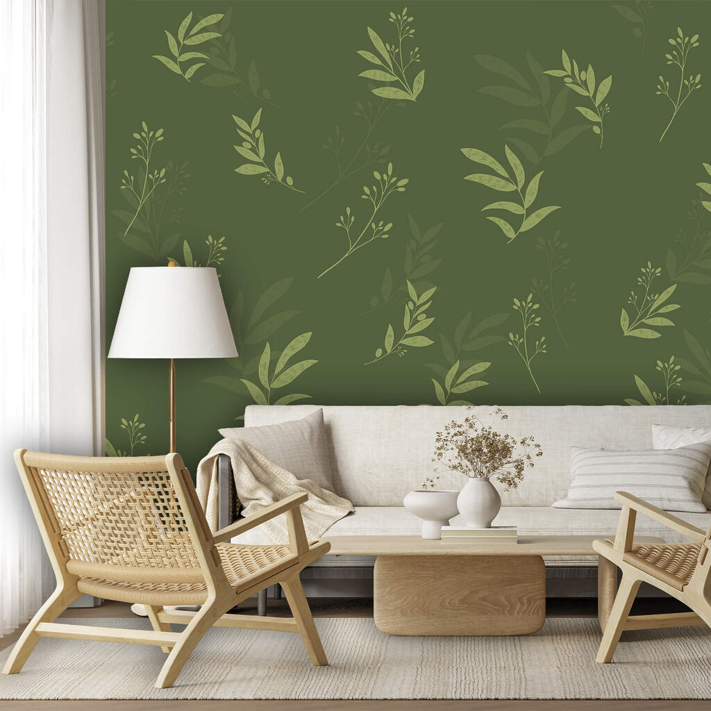 Twigs on forest green — interior 1