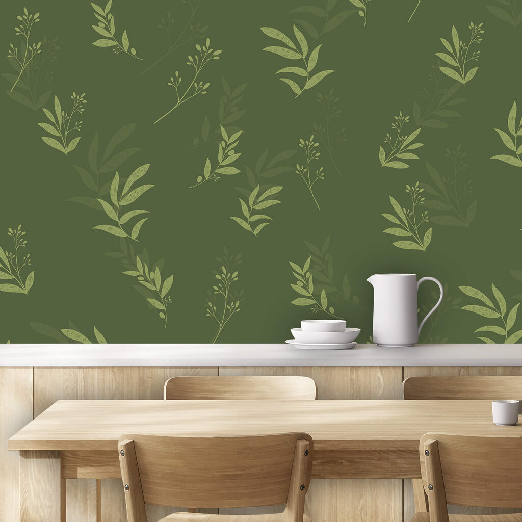 Twigs on forest green — interior 2