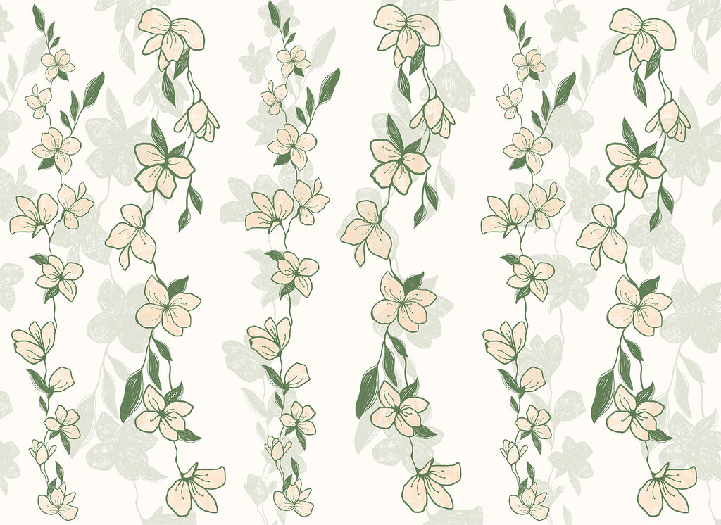 Flower vines in green — full design