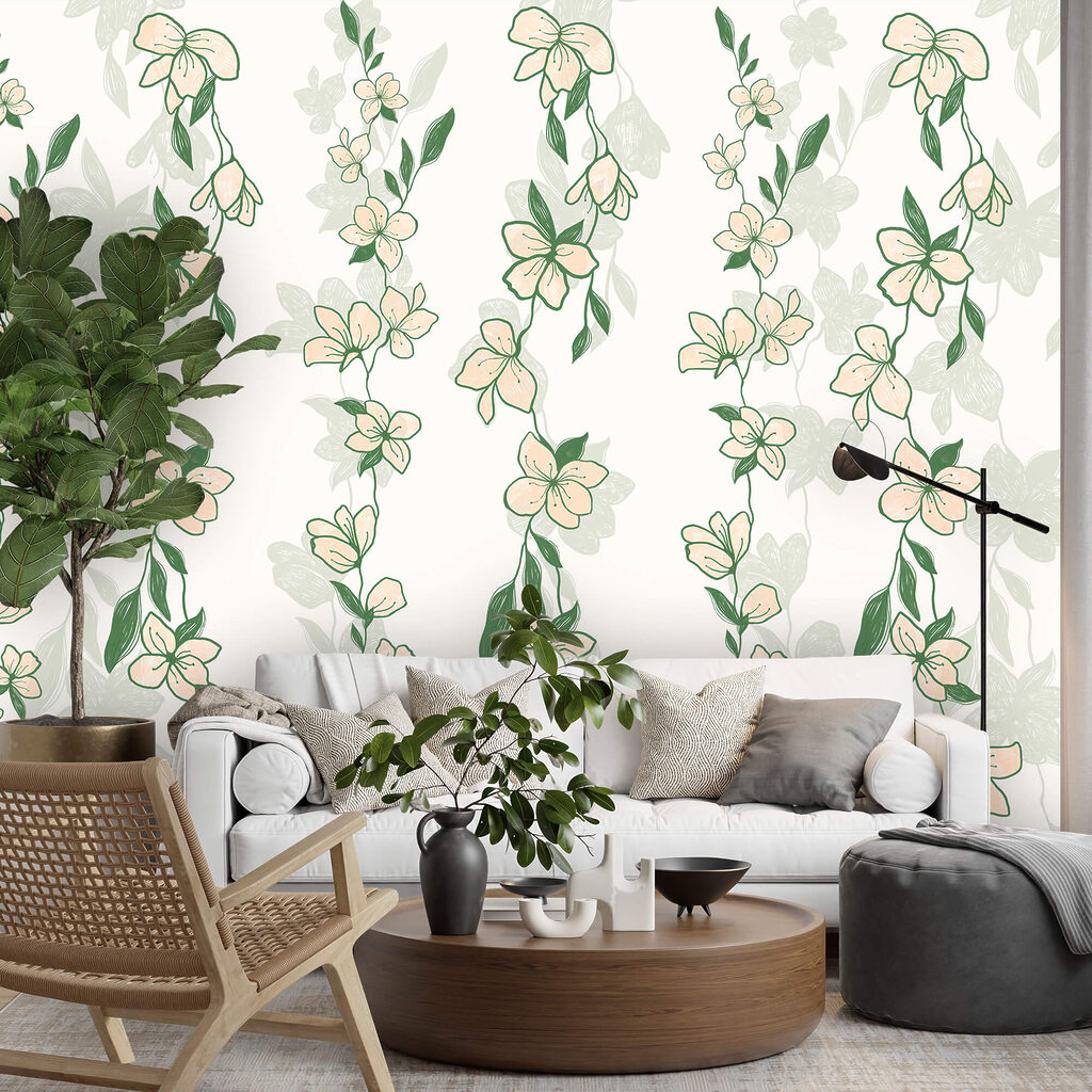 Flower vines in green — interior 2
