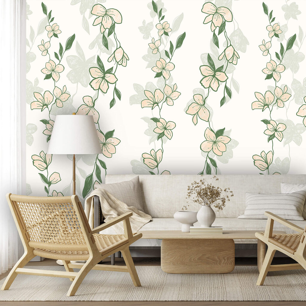 Flower vines in green — interior 1