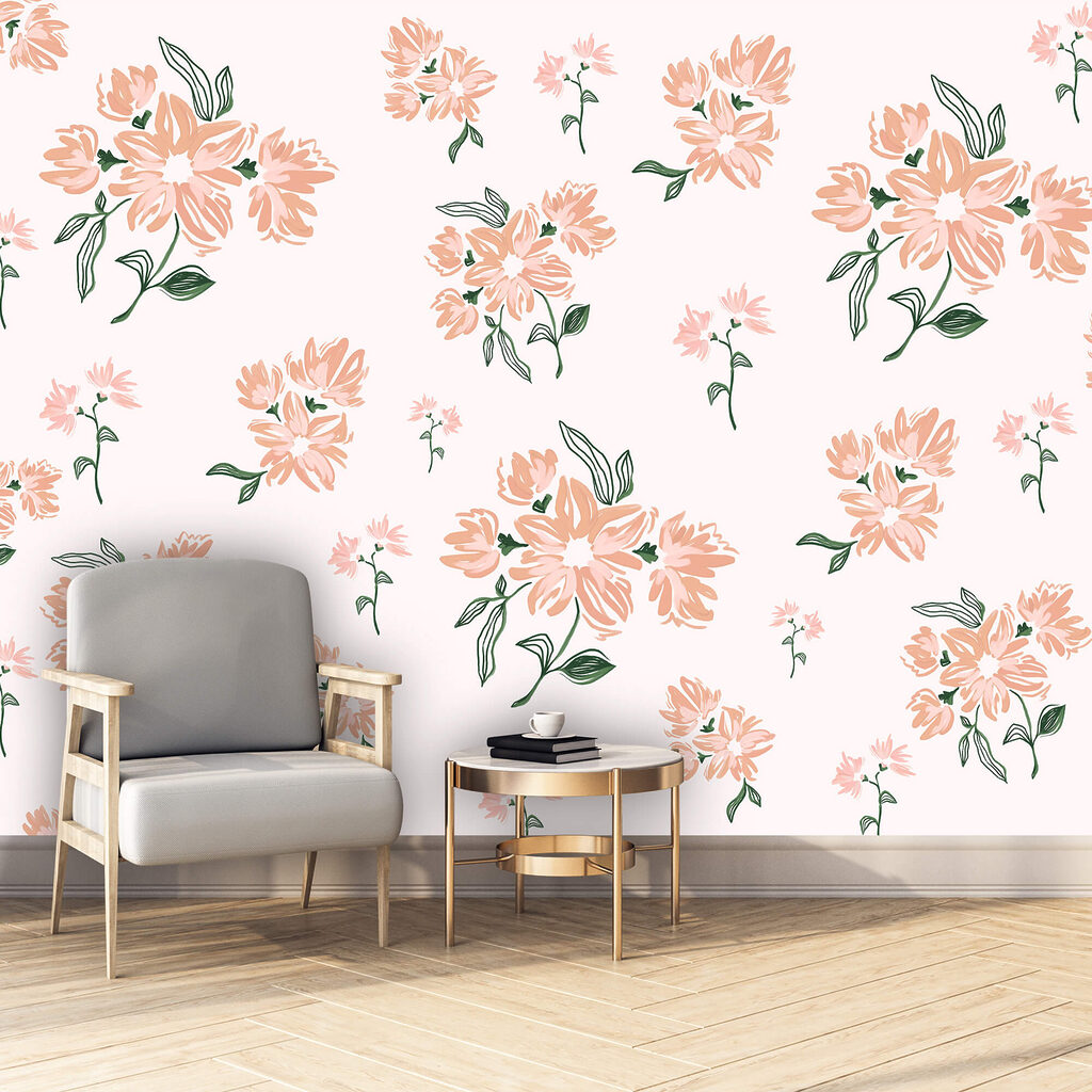 Loose bouquets in peach — interior 2