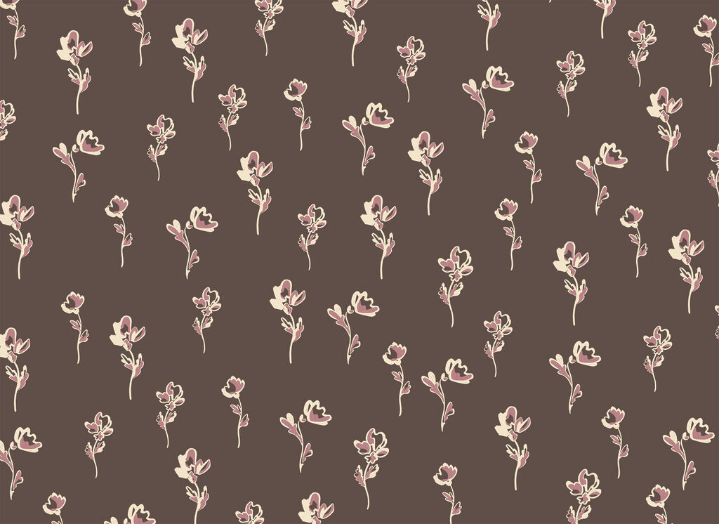 Flower sprigs on brown — full design