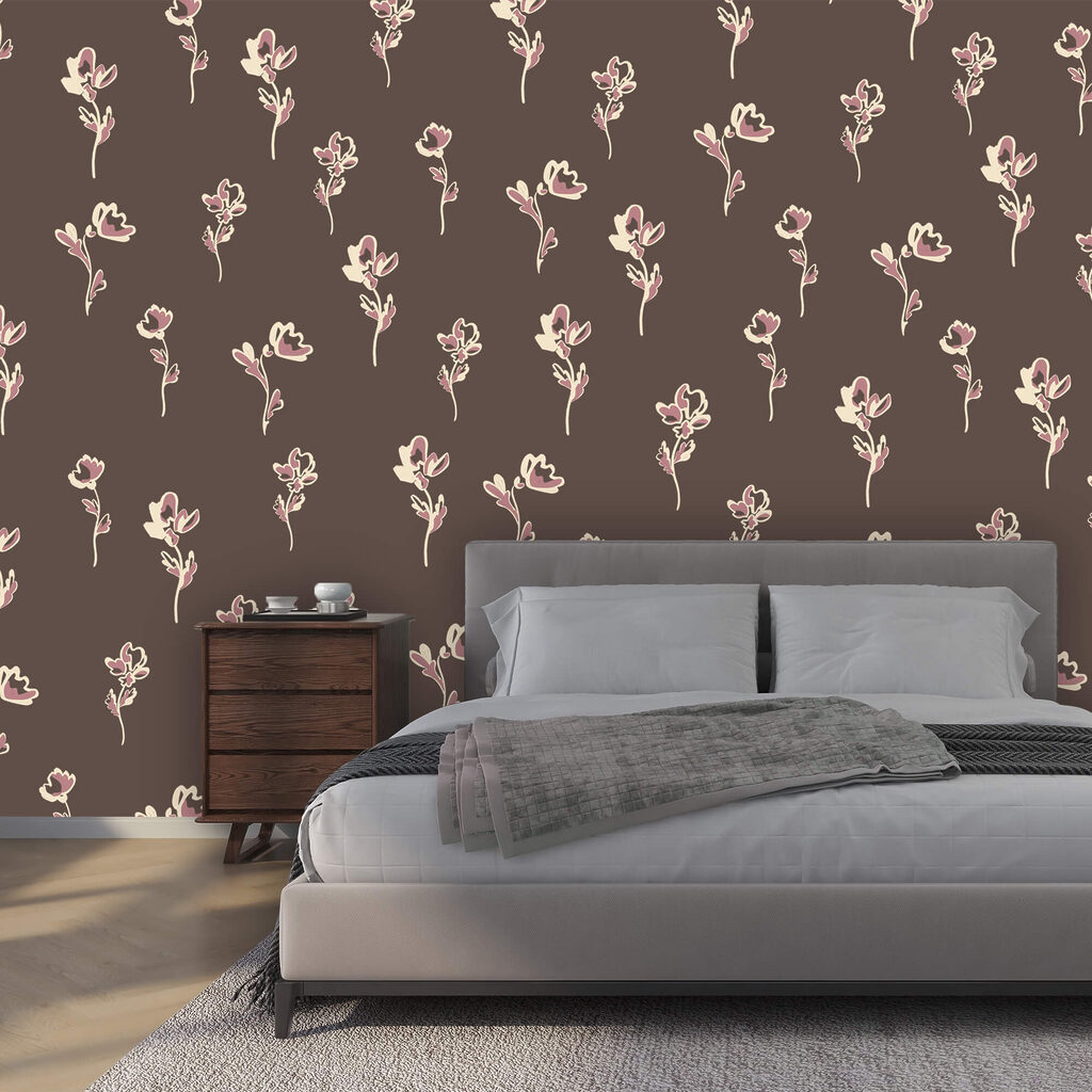 Flower sprigs on brown — interior 2