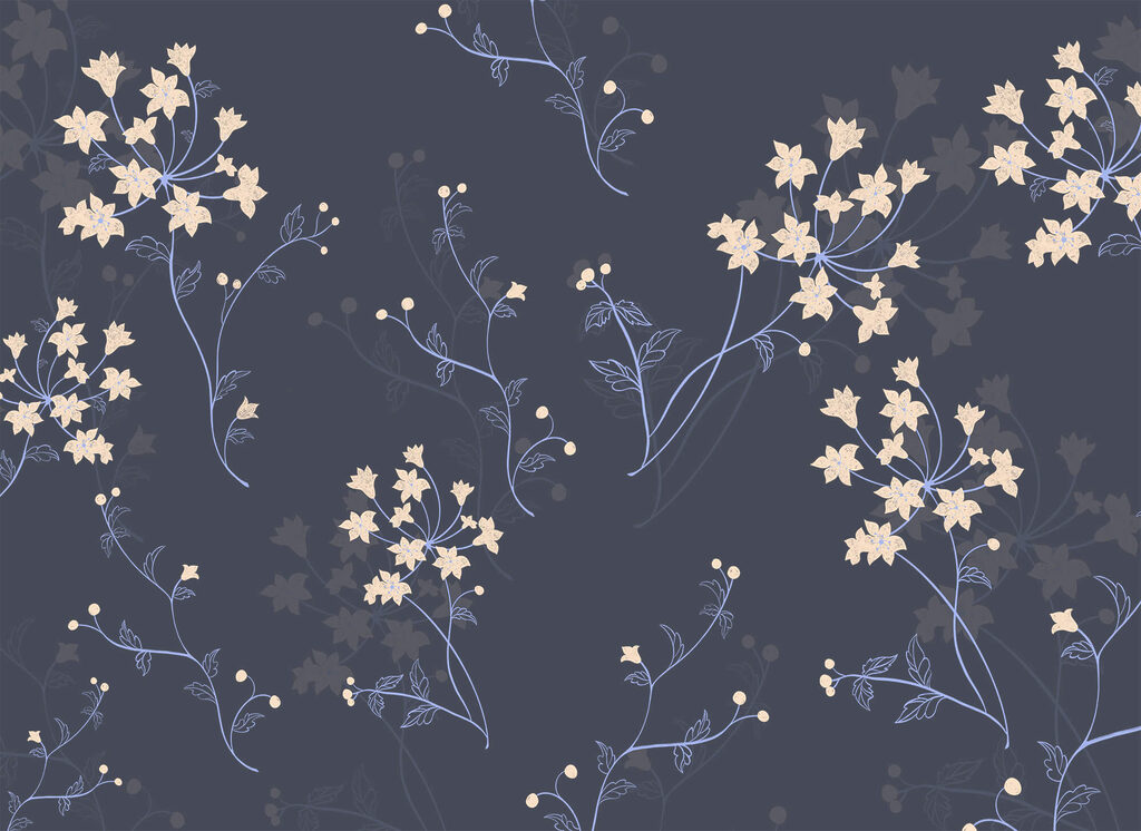 Blossom on slate blue — full design