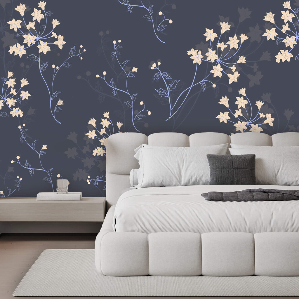 Blossom on slate blue — interior 1