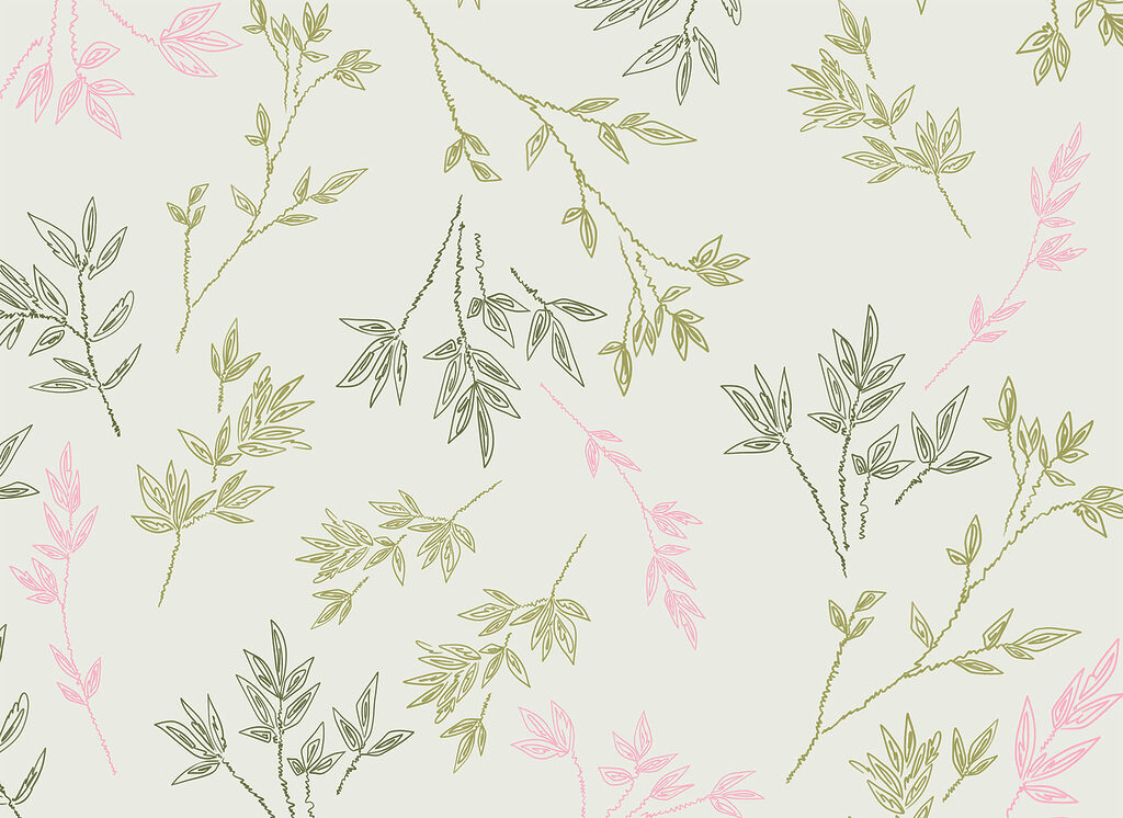 Pink twigs among green — full design