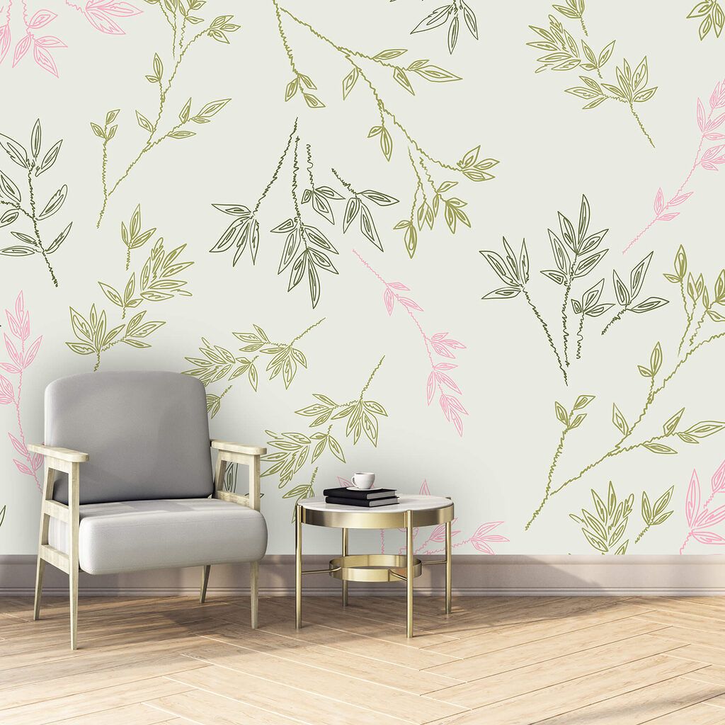 Pink twigs among green — interior 1