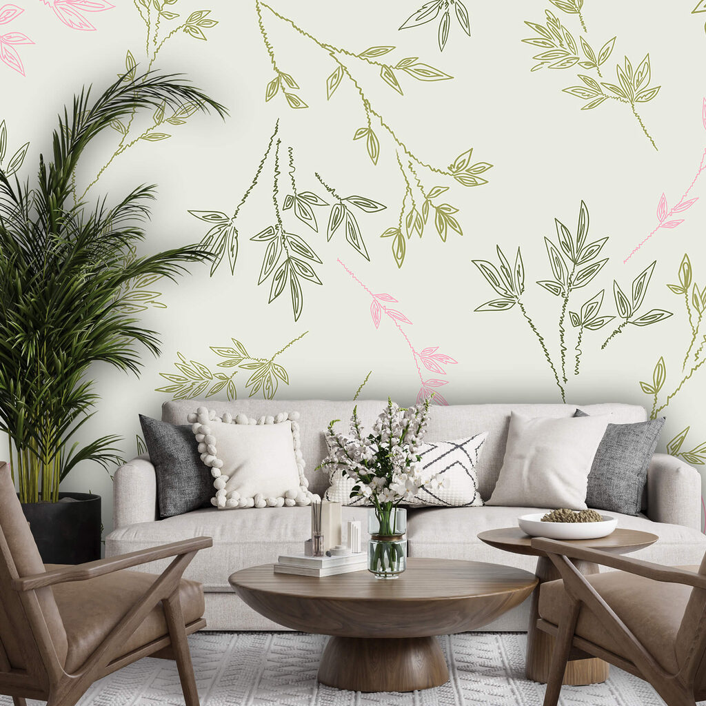 Pink twigs among green — interior 2