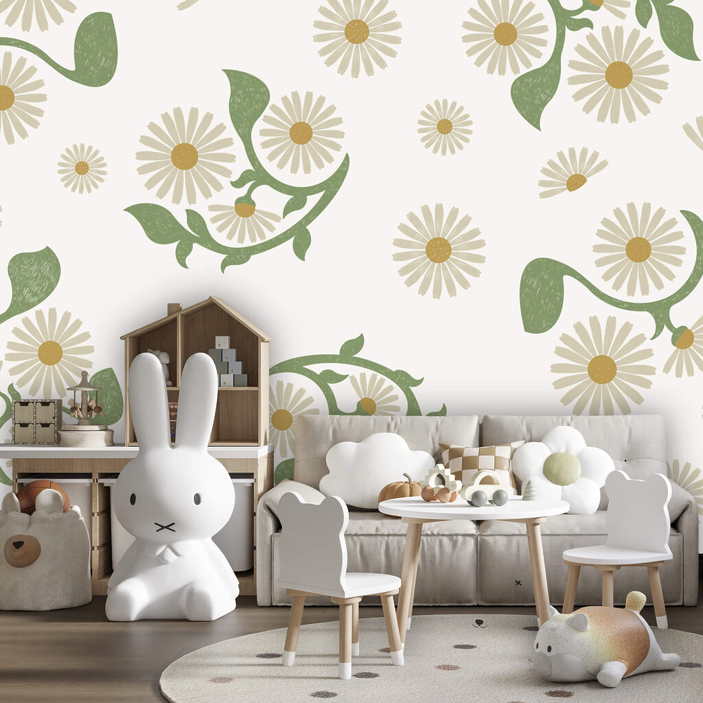 Daisies on curling stems — interior 1