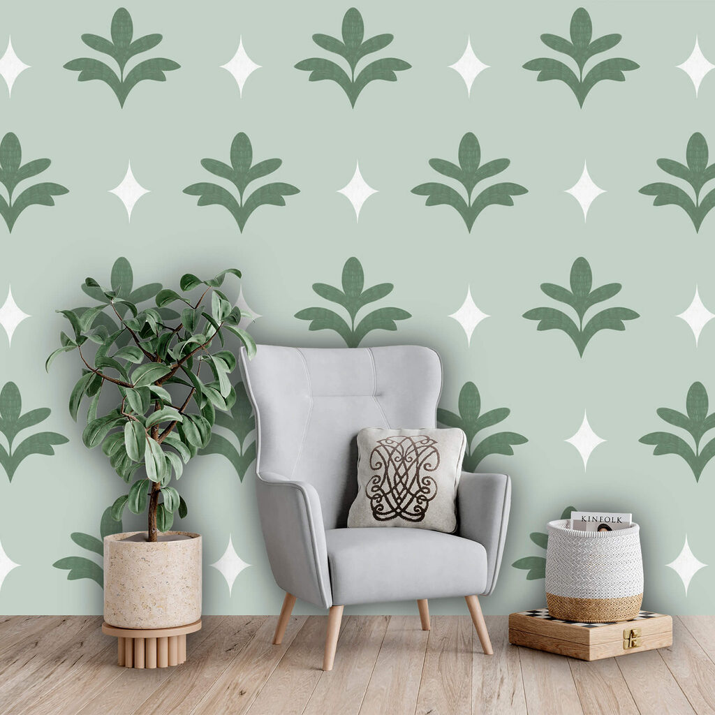 Green motifs and stars — interior 2