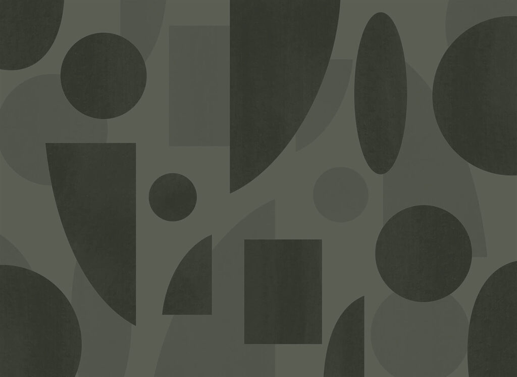 Dark shapes on olive — full design