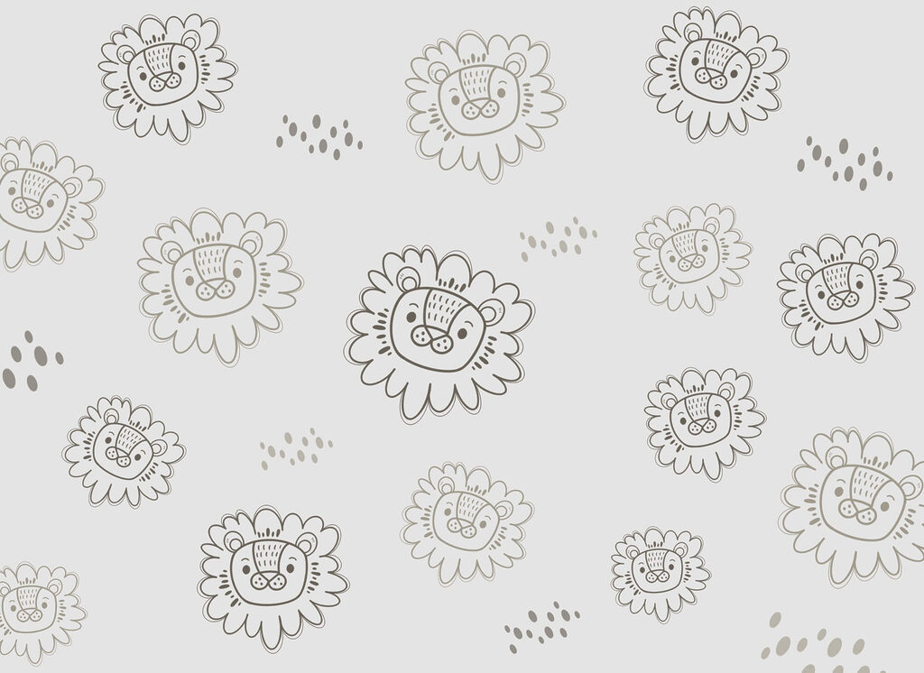 Friendly lion heads — full design