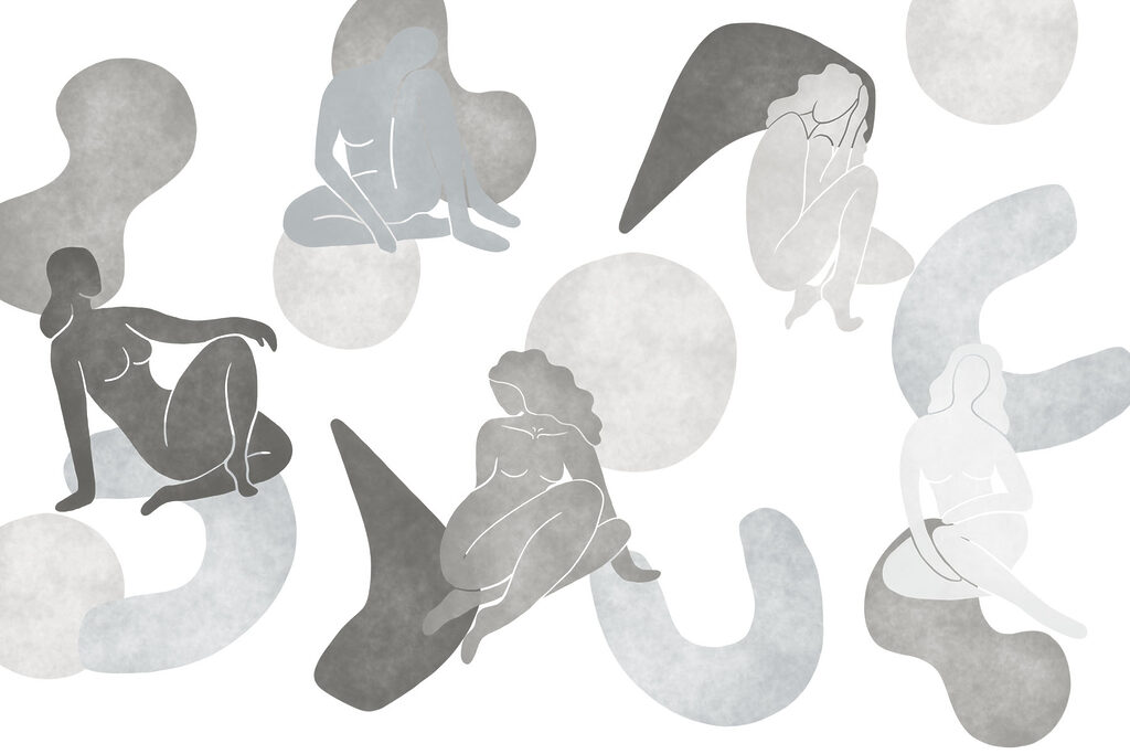Figures among soft shapes — full design