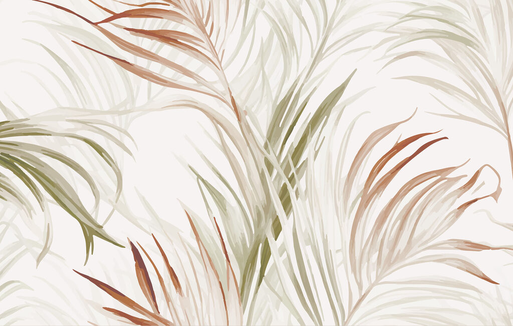 Palm leaves in green — full design