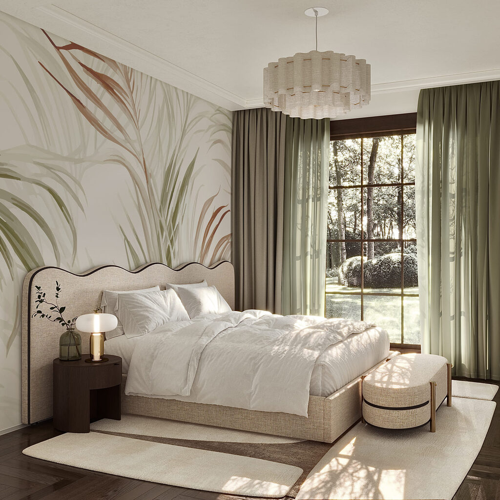 Palm leaves in green — interior 1