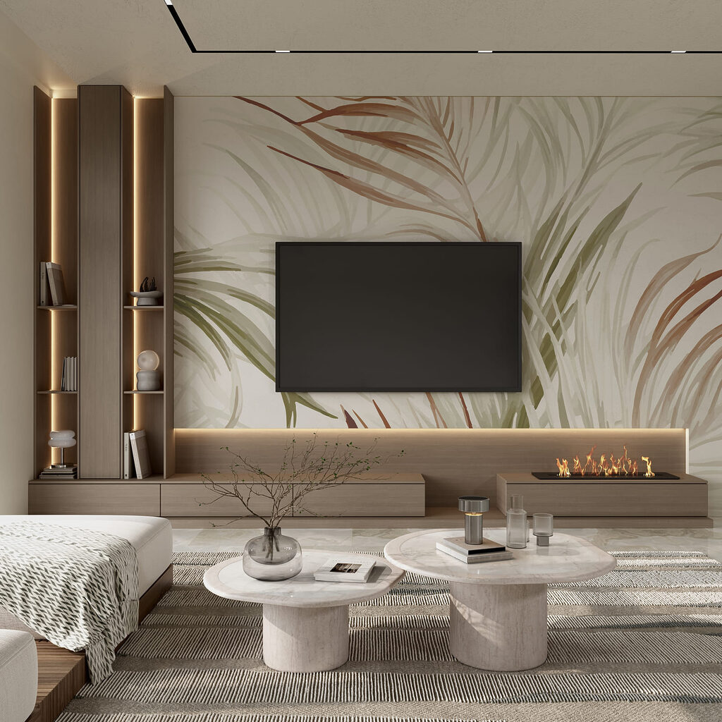 Palm leaves in green — interior 2