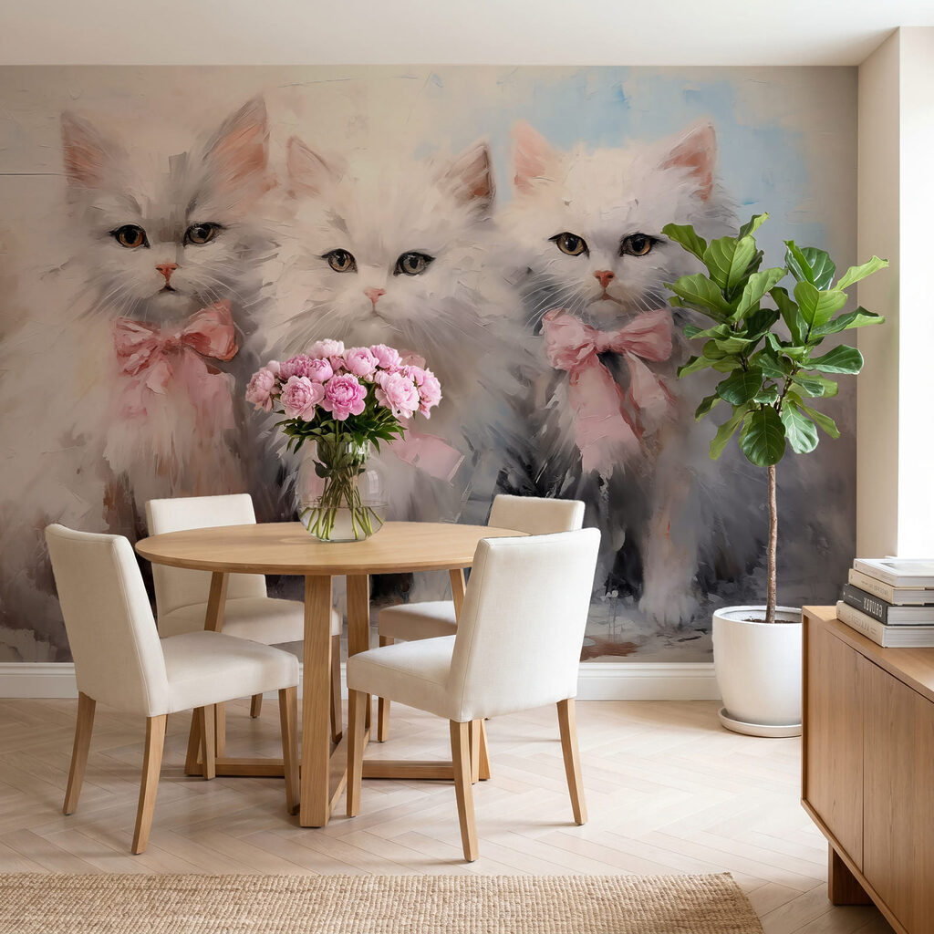 Three cats with bows — interior 2