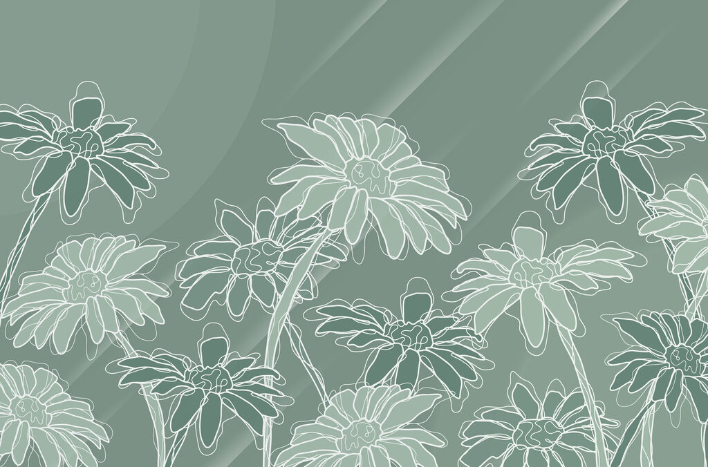 White flower lines — full design