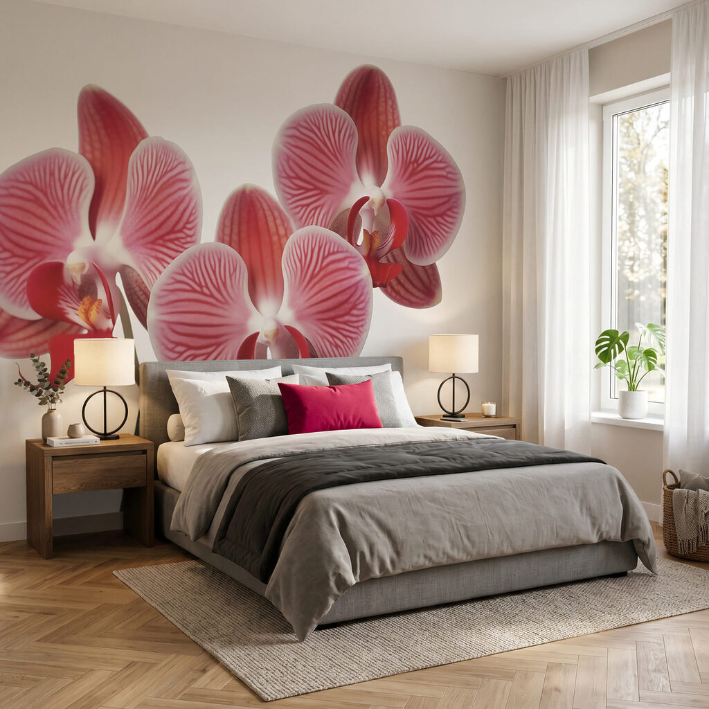 Pink orchid on white — interior 2