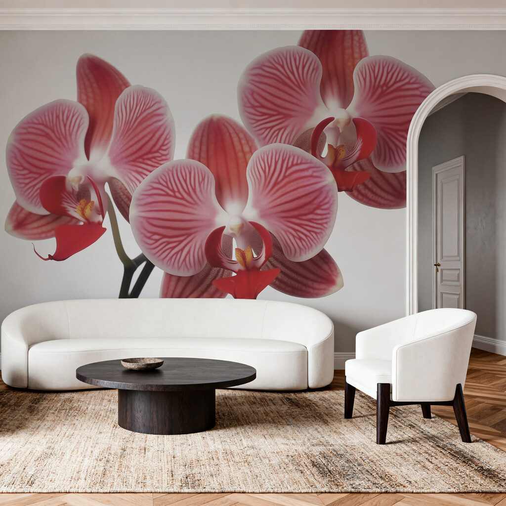 Pink orchid on white — interior 1