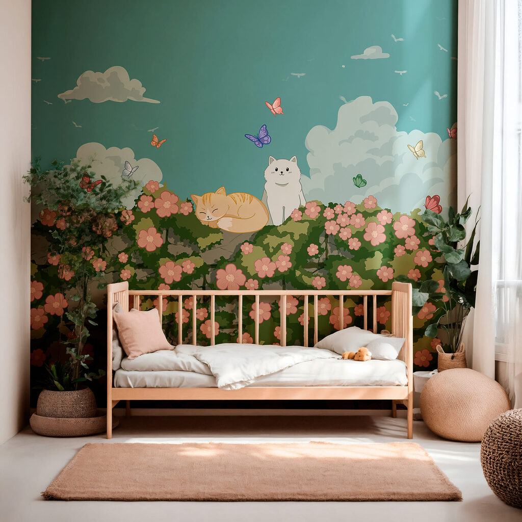 Cats and Butterflies in an interior