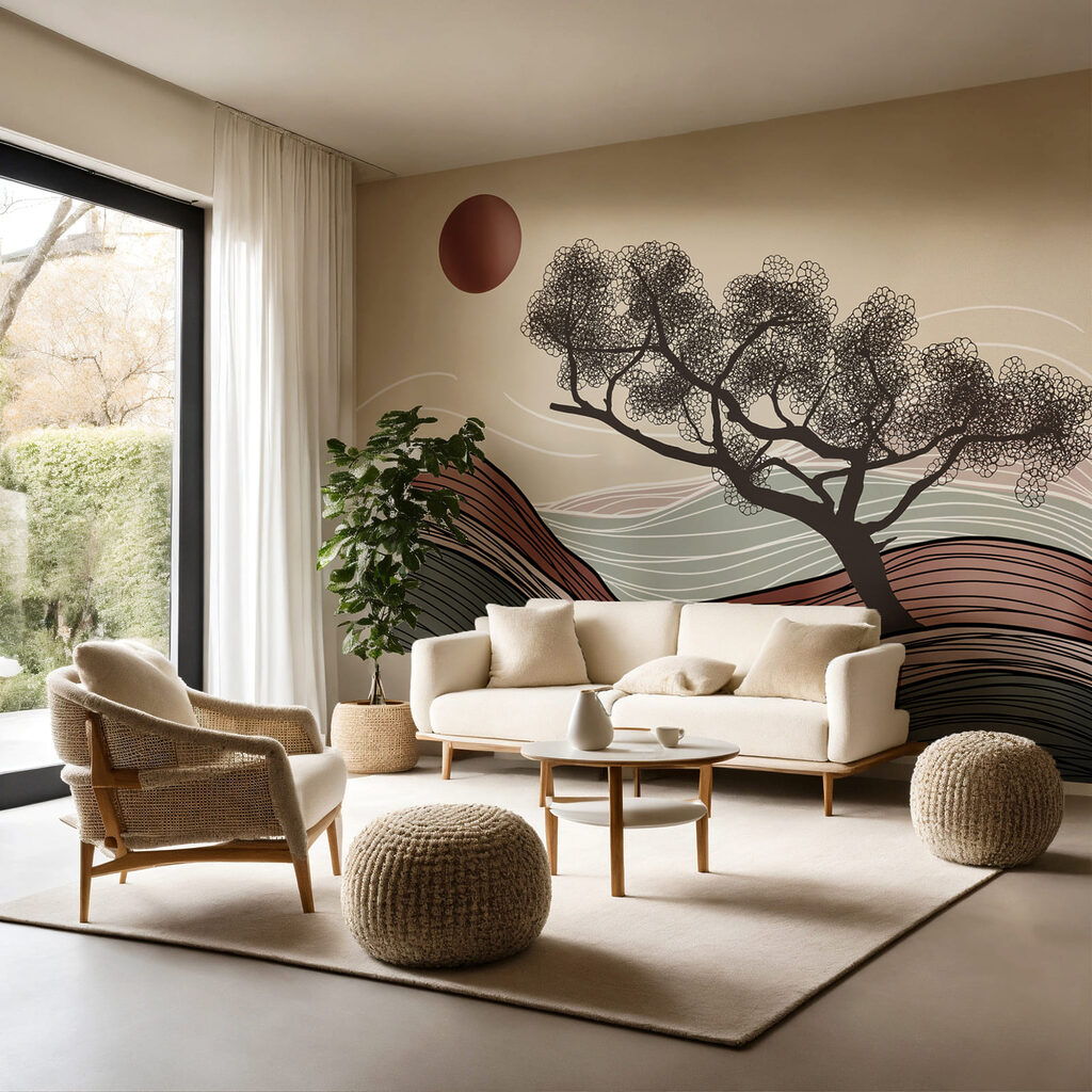 Tree above wavy lines — interior 2